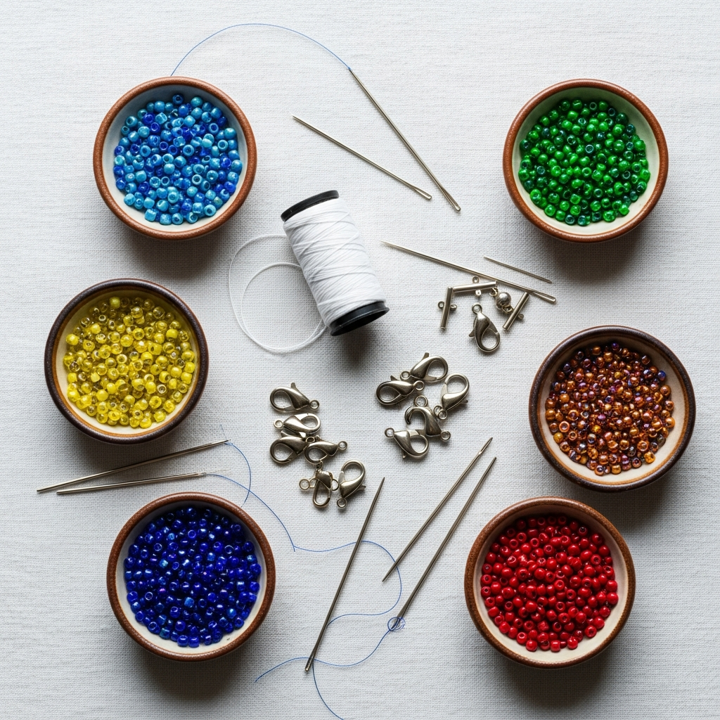 Материалы для бисероплетения: бисер, иглы, нити